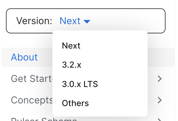 docs version dropdown